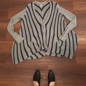 Free People Cozy Striped Sweater Cardigan